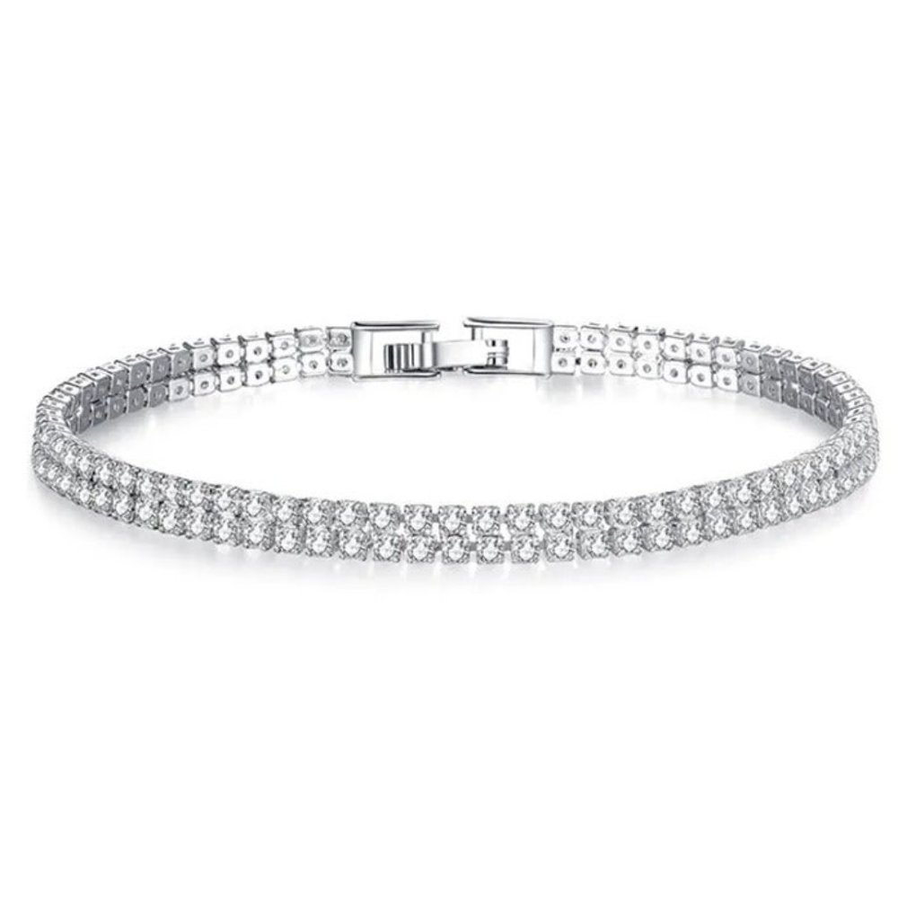 14K White Gold 4ct Diamond Tennis Bracelet Womens 2 Row 4 cts Diamonds Jewelry